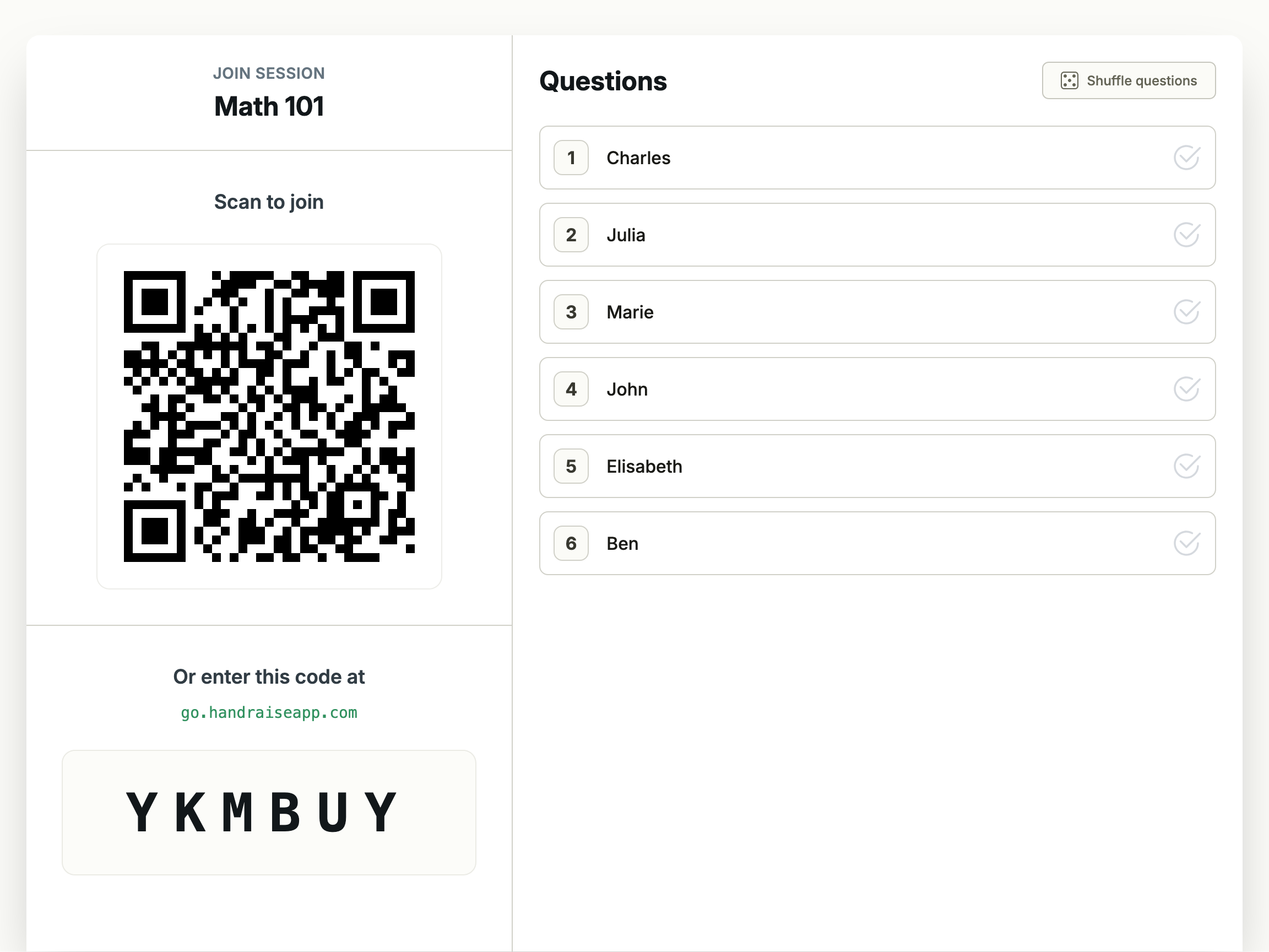 Handraise class view